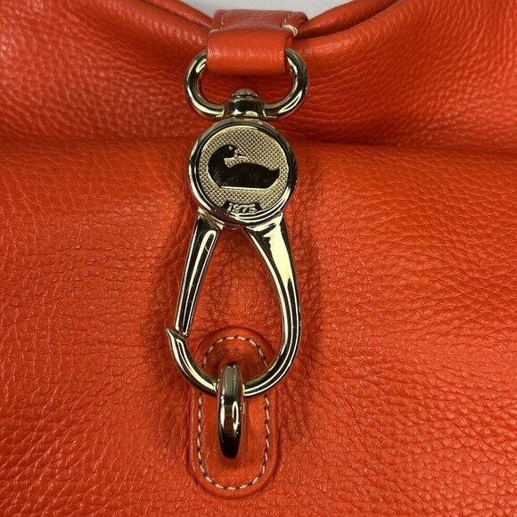 Dooney & Bourke Women Pebble Grain Belvedere Logo Lock Handbag Purse Orange EUC - Picture 3 of 13